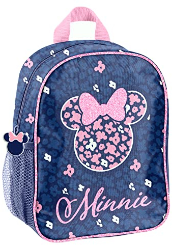 Kindergarten Rucksack Minnie Mouse Disney Kinder Schultasche mit Aufdruck Kinderrucksack für Mädchen Kinder Geschenk inkl. leuchtende Anhänger