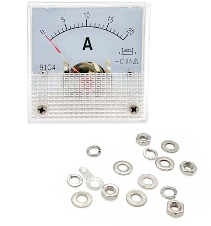 JZK Amperometro pannello 20A misuratore corrente analogico pannello dc 0-20a 75mv, 20 amp 91c4 dc amperometro puntatore corrente, misuratore ampere
