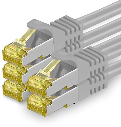 freiwerk 5 cables LAN de 1,5 m, color gris, cable de red Ethernet RJ45 10 Gbps SFTP para router, módem, conmutador, PC portátil