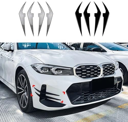 hsmag 4 Stück ABS Frontstoßstange Seiteneinlass Splitter Air Vent Trim Cover für BMW 3er G20 G21 LCI M Sport 330i M340i 2023–2024,Glossy Black