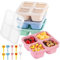 Zepitniy 4 Piezas Snack Box Bento Box Fiambreras Compartimentos con 10 Tenedor Lunch Box para Familia Escuela Picnic