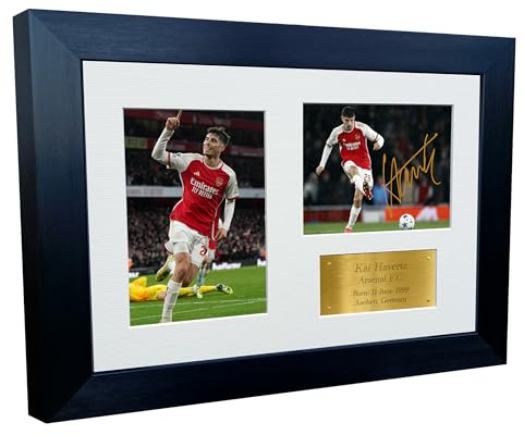 Kitbags & Lockers Kai Havertz Arsenal FC Autogramm Bilderrahmen, 30,5 x 20,3 cm, A4, Gold, Schwarz
