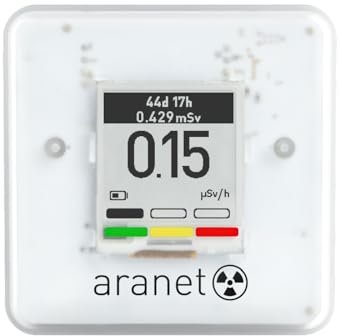SAF Aranet Strahlungsdetektor, Dosimeter, tragbar, misst Dosierungsrate & Gesamtdosis der ionisierenden Strahlung, E-Ink-Display, 4 Jahre Akkulaufzeit, Bluetooth-Verbindung, kostenlose App mit Grafik