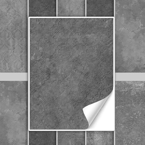 GRAZDesign Fliesenaufkleber Bad & Küche Grau Muster Textur Klebefliesen selbstklebend - 20x25cm / 20 Stück