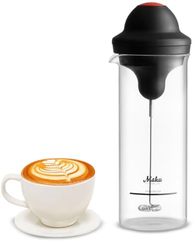 BAKAJI Montalatte Cappuccinatore Latte Schiumatore Frullino Elettrico a Batterie Per Caffè Latte 2xAA 450 ml