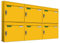 AL Briefkastensysteme Basic 6er Briefkasten RAL 1003 Signal Gelb 6 Fächer DIN A4 wetterfest Briefkastenanlage mit Posthaltebügel und 2 Namensschildern