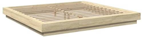 vidaXL Estructura de Cama Madera de ingeniería Roble Sonoma 200x200 cm, Muebles de Dormitorio, Camas, Cama Doble, Cama, somier, Cama de palets