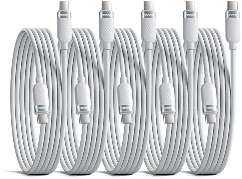 toocki Lot de 5 Câbles USB C vers USB C 60W Charge Rapide PD 3.0 - Silicone flexible Durable 1m+2m+3m - Compatible avec iPhone 17 Pro Max/16/16 Pro Max/15 Série, Galaxy S25/S24, MacBook, Switch, Blanc