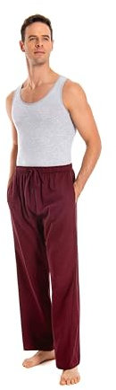 JTPW Pyjama confortable en flanelle 100 % coton pour homme avec poches, bordeaux, L