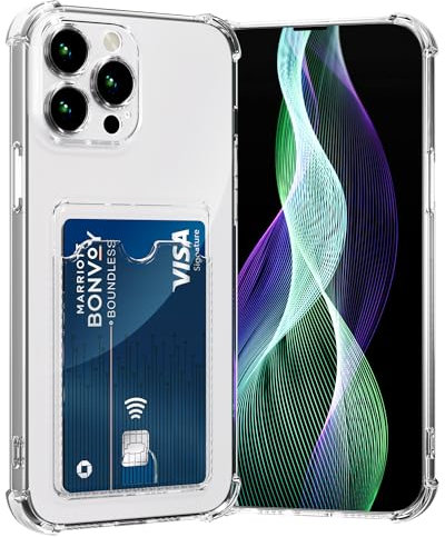 AKABEILA Case for iPhone 16 Pro Max Clear Slim Phone Case Soft TPU Wallet Case Bag Cover with Card Slot Holder Shockproof 6.9