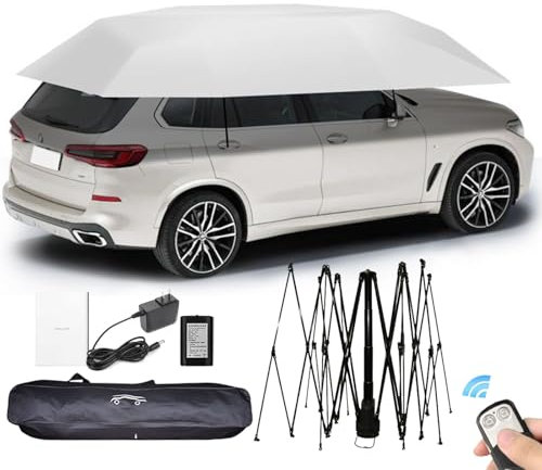Ombrello Parasole Completamente Automatico per Auto, Parasole Pieghevole Elettrico per SUV con Isolamento Termico Telescopico, Telecomando Automatico, Uso Esterno,Silver gray-4.8m/189''