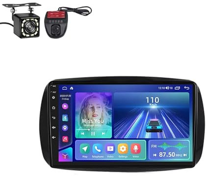 GIOFEOIK Autoradio Android 9 Pollice Video Pollici HD Touch Multimedia GPS Navigation Radio Collega E USA Supporto Dab/Carplayp per Benz Smart Fortwo 453 2014-2020(S1 4 Core 1G+32G)
