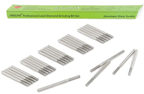 JINGLING 2.5mm Diamond Drill Bits for Stone Ceramic Glass 1/8 Shank Lapidary Supplies Kit Jewelry Making Tool for Dremel Pack of 30Pcs