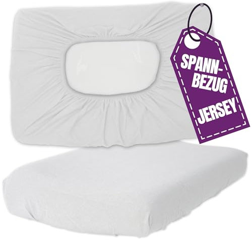 Jersey Nackenkissen Bezug 40x60 cm Weiß - Kissen Spannbezug Elastisch - Baumwolle Kissenbezug für Gesundheitskissen und Nackenstützkissen