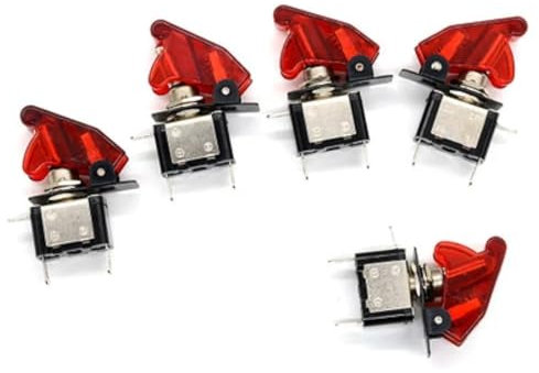 5 pièces 2 broches Modification de voiture et de moto LED avec interrupteur de phare à bascule en alliage d'aluminium 12V 20A