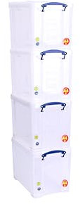 Really Useful Box Plastic Storage 19 Litre Clear (Pack Of 4)