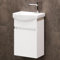 Planetmöbel Lavabo con Mueble 40 cm, con lavamanos de cerámica, Mueble bajo suspendido para baños pequeños y aseos de Invitados, Blanco Mate