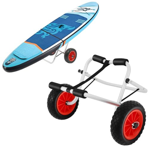 DHQCQL Klappbarer Transportwagen, Aluminiumlegierung kajakwagen mit Riemen, Bootsträger für Boote Kanu oder Kajak, Wagen zum Transport von Booten, bis 80kg