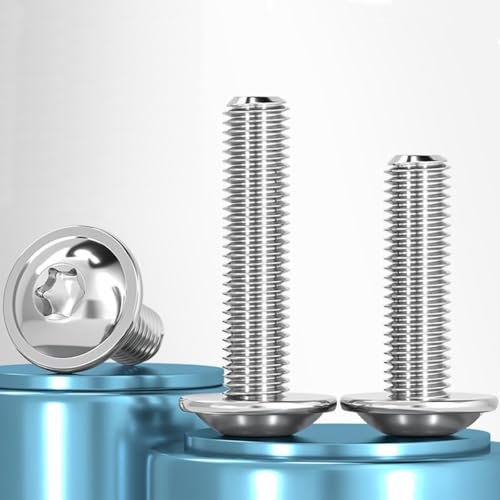 20 viti a flangia M5 x 16 mm, Viti a testa bombata Torx, in acciaio inox A2 V2A, ISO 7380-2, filettatura completa con disco - viti inossidabili per metallo e costruzione di macchinari