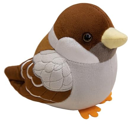 AQCQDQ Kuscheltier Spatz Plüschtier, Simuliertes Tier Spatz Plüschtier, Vogel Plüschtier, Spatz Spielzeug, Plüschpuppen, Geschenk für Freunde und Kinder (18 cm)