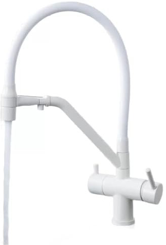 Grifos Cocina Fregadero 3 Vias Blanco Grifo de Cocina Osmosis Giratorio Latón-Blanco