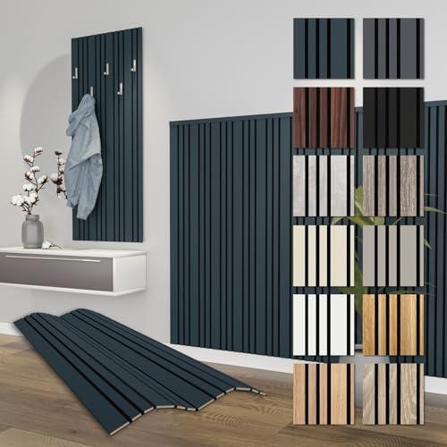 HEXIM Akustikpaneele 6 Stück 138,5x60cm Holz Mila - flexible Holzpaneele Platten Wandpaneele Wanddeko Wand Kombipaneel Wandverkleidung Schalldämmung Akustikfilz blau (4.98m² Ocean)