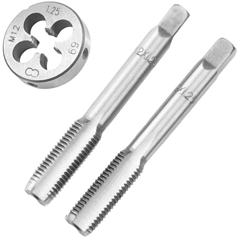 OYSKGNCMW Set di Maschi e filiere manuali M12X1,25, Maschio Manuale per Filettatura metrica M12X1,25 mm e filiera per Filettatura Tonda Destra