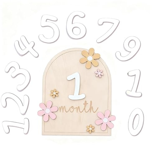 JOOTUEPO Tarjetas de Hitos Mensuales de Bebés, Grabado Doble Cara, Set de Regalo para Recién Nacido y Cumple Mes Bebé, Accesorios Para Fotos, Regalo Para Futuras Madres Padres