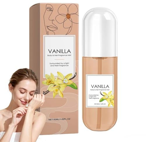 Vanille-Körperspray für Frauen, lang anhaltender Haar- und Körperduftnebel mit leichtem Duft, feuchtigkeitsspendendes Vanille-Hautparfüm, Mehrzweck-Haarduftspray für Frauen, tragbares Parfüm. (1PCS)