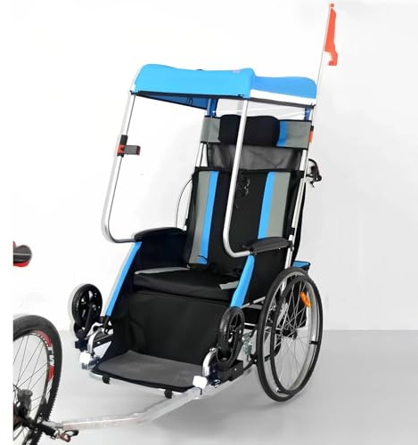 TUPOSTAR Rimorchio per Bicicletta, Bicicletta per Sedia A Rotelle per Adulti, Trattore Confortevole con Assorbimento degli Urti, Carrello Multifunzionale, per La Spesa,01
