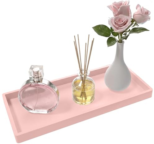 Vassoio Da Bagno 30x12.5cm, Dispenser Sapone Rettangolare, Portaoggetti Per Lavello Cucina In Silicone, Antiscivolo E Facile Da Pulire, Adatto Per Profumi, Candele, Gioielli, Sapone.(Rosa)