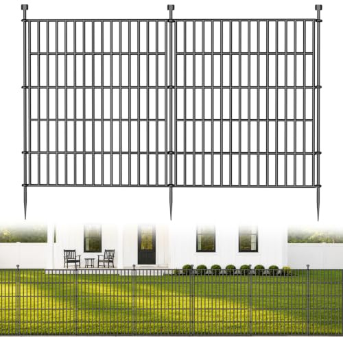 Dekorativer Gartenzaun, Hundezaun für den Außenbereich, Rostfreier Metallzaun, Temporärer Tierzaun als Barriere für Garten, Hof und Terrasse | Gesamtgröße 81 cm (H) x 720 cm (L), 10 Paneele