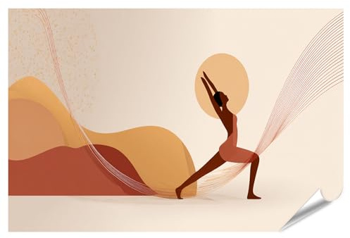 islandburner Premium Poster Stilvolles Wandbild mit Yoga-Illustration in sanften Farben - Standard