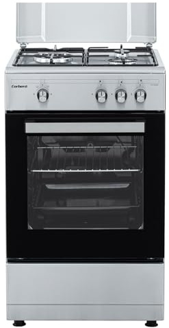 Corberó - Cocina Gas Plus | CCSF35020BX | 3 fuegos | Horno 43 L | Doble Puerta Cristal |Bandeja y Parrilla Cromados | Tapa Metálica | Inox
