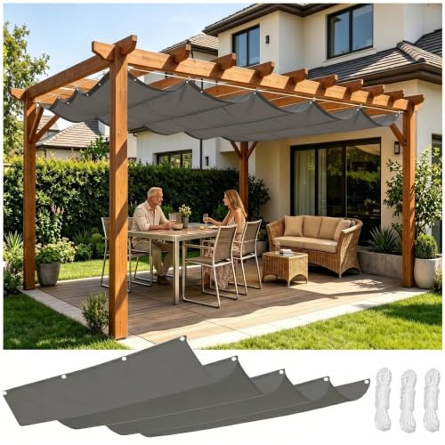 Vela ombreggiante pergola 250x300 cm giardino protezione UV esterno Grigio | Tessuto Oxford 230 g/m², anti UV, resistente pioggia leggera, occhielli in acciaio inox, ideale per terrazzo e giardino