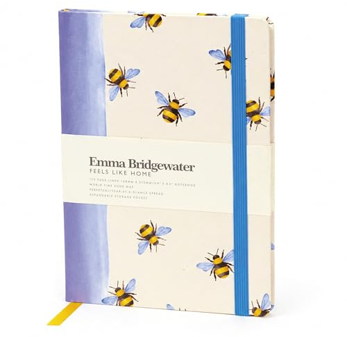 Carousel Worldwide Emma Bridgewater Bumblebee A5 Hardback Notebook – 170+ Numbered Lined Pages, Elastic Closure & Ribbon Bookmark, FSC-Certified Ivory Paper, Journal for Work, School & Office