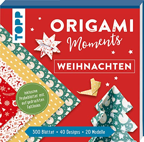 Origami Moments - Weihnachten. Der perfekte Faltspaß für Winter & Weihnachten: Block mit Faltblättern und Anleitungen. 300 Blätter-40 Designs-20 ... Faltlinien (Origami Blöcke / Faltblätter)