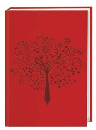 Terminer A6 2024. Roter Terminkalender mit geprägtem Kunstledereinband. Buch-Kalender mit Lesebändchen und Zitaten. Taschenkalender 2024 zum Planen von Terminen