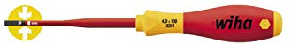 Wiha Schraubendreher SoftFinish® electric slimFix Schlitz (35446) 3,5 mm x 100 mm für tiefliegende Schrauben, ergonomischer Griff für kraftvolles Drehen, Allrounder für Elektriker, VDE-geprüft, stückgeprüft