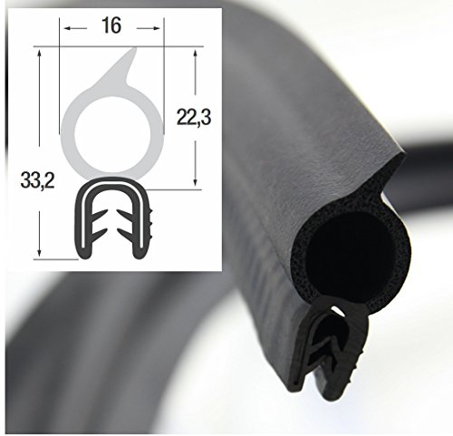 DO31 Kantenschutzprofil mit Dichtung oben Kantenschutz und Dichtungsprofil aus EPDM-Weich.-/Moosgummi Kofferraumdichtung Gummiprofil Tordichtung Türdichtung