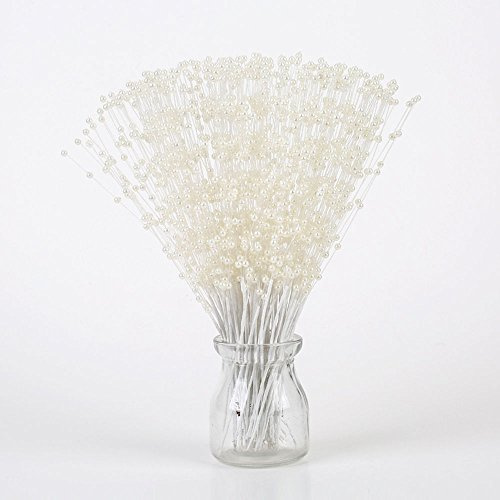 100 Stems Faux Pearl Spray Beads Wire Stems Wedding Bridal Flower Bouquet Party Table Decor (Ivory)