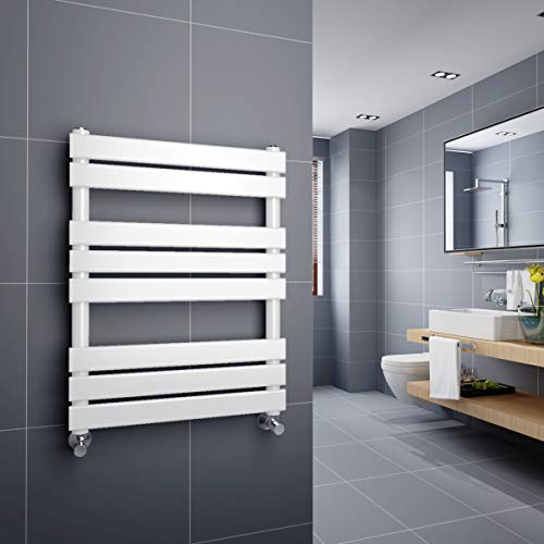 Warmehaus Minimalist Bathroom Flat Panel Heated Towel Rail Radiator Rad White 800x600mm - Modern Central Heating Space Saving Radiators - Perfect for Bathrooms