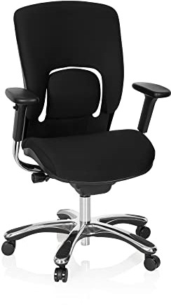 hjh OFFICE 652001 Profi Bürostuhl Vapor LUX Base Stoff Schwarz ergonomischer Bürosessel mit Flexibler Lendenwirbelstütze
