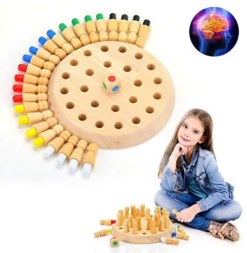 EKKONG Hölzernes Memory Match Stick Schach, Memory Match Stick Schach Spiel, Gedächtnis Schach, Eltern-Kind-Interaktion Spielzeug, Brettspiele, Lernspielzeug für Üben Farben, Motorik, Konzentration