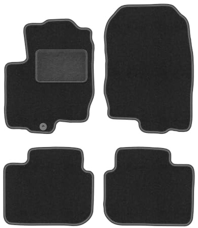 Velours-Fußmatten passend für Mitsubishi Colt VI Z30 2004-2008, Graphit | passend für Schrägheck; Velours-Teppich (Polypropylen), ca. 6,5 mm; rutschfest, runde Befestigungen (Typ AV)