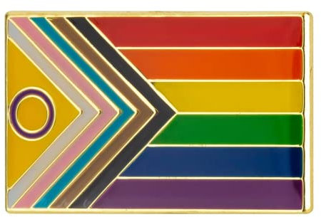Intersex Inclusive LGBTQI+ Progress Pride Rainbow Metal Enamel Pin Badge – Rectangular LGBTQIA+ Flag Brooch 2.5 x 1.5 cm – Equality, Identity, and Diversity Symbol