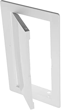 Awenta Puerta de Acceso Plástico 100x200 mm - Placa de Cubierta Blanca para Trampilla de Apertura - Cerradura de Puerta Abatible - Perno de Puerta - Puerta Extraíble - Acabado Liso Pintable