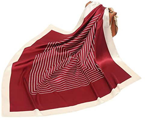 FAIRYGATE Luxus Damen Seidentuch aufwändig bedruckt Tuch 100% Seide 90 cm x 90 cm harmonische Farben rot Damentuch Schaltuch Mädchentuch Kopftuch 76017