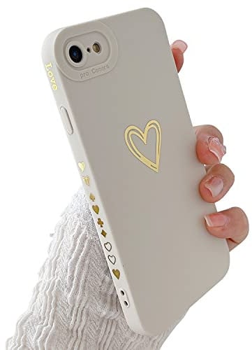 LRANKAI Compatible with iPhone 6/6S Case for Women Girl,Cute Plated Love Heart with Full Camera Lens Protection Case Soft Silicone TPU Anti-Scratch Protective Cover for iPhone 6/6S 4.7″-White