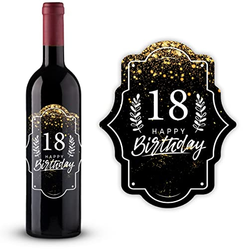 GRAVURZEILE Flaschenetikett – Zum Geburtstag - schönes Geschenk zum Geburtstag - Geschenk für jeden Weinliebhaber - für jede Weinflasche geeignet- Geschenk für Sie & Ihn Farbe 18. Geburtstag